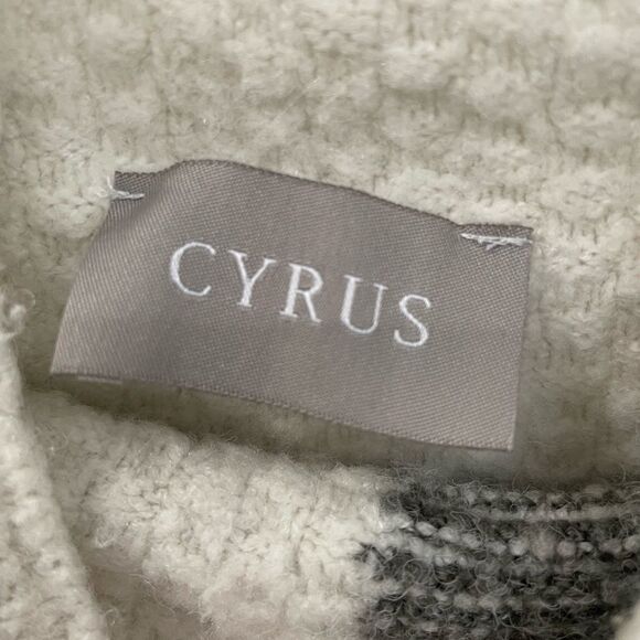 Cyrus Gray White Colorblock Mock Neck Chunky Sweater Women’s Size L - Picture 4 of 7